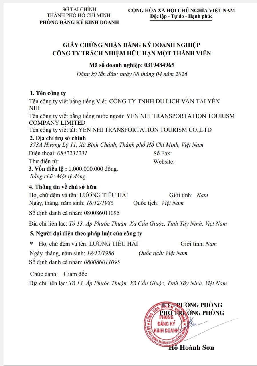 Từ Phan Thiết đi Huyện Côn Đảo bao nhiêu km? Giá thuê xe tại CÔNG TY TNHH DU LỊCH VẬN TẢI YẾN NHI 1 giayphepkinhdoanhvantaidulichyennhi